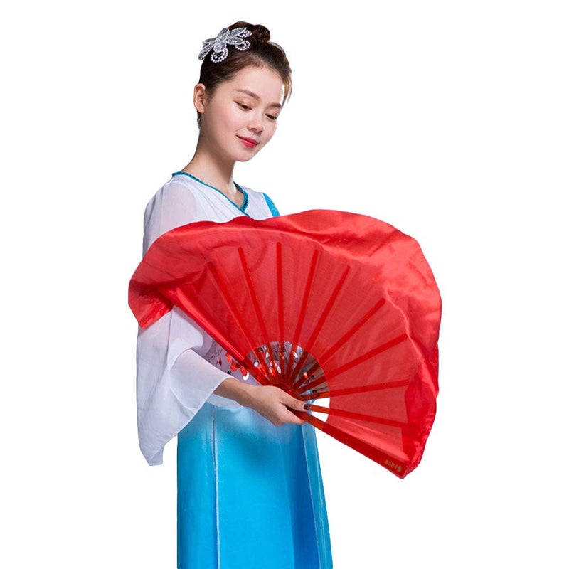ZooBoo 1pair 12 Bones Plastic Dance Hand Held Fan Taichi Kungfu Fan Dancing Fans Martial Arts Sports Folding Hand Fan 4 Colors (Red) - Image 4